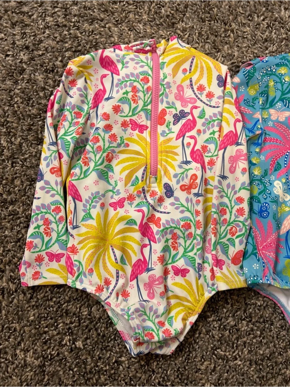 Mini Boden One Piece Rashgard Swimsuits bundle of 2, size 6/9 Month.